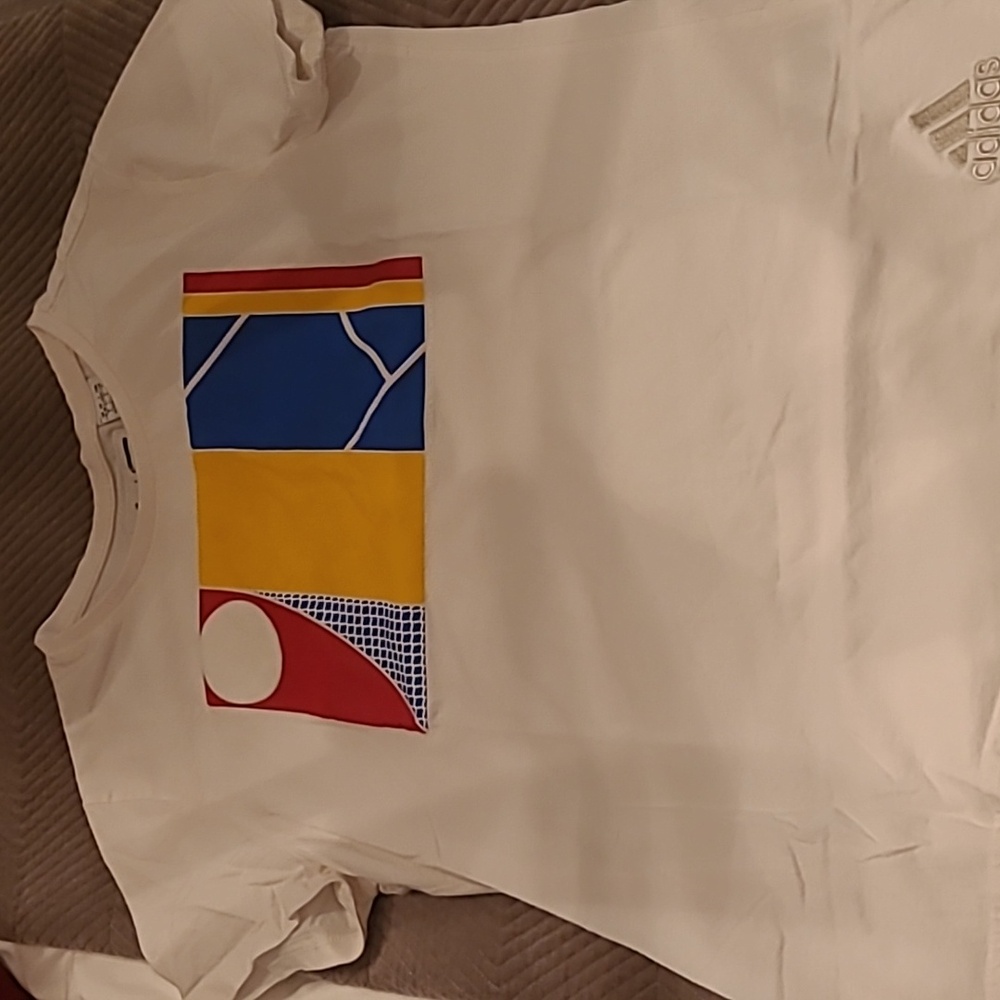 Adidas,  size L, cream tennis t-shirt